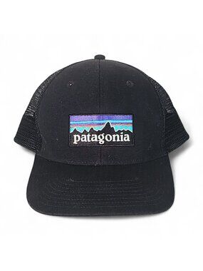 Patagonia P-6 Logo LoPro Trucker Hat Black Mesh Snapback Cap Adjustable Unisex